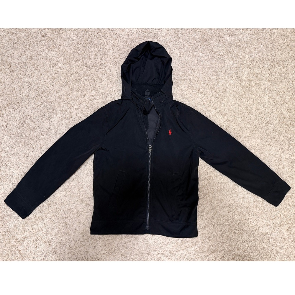 Polo Ralph Lauren Boys Medium 10-12 Black Hooded Windbreaker